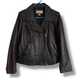 Michael Kors Black Soft Leather Moto Jacket — Size XL